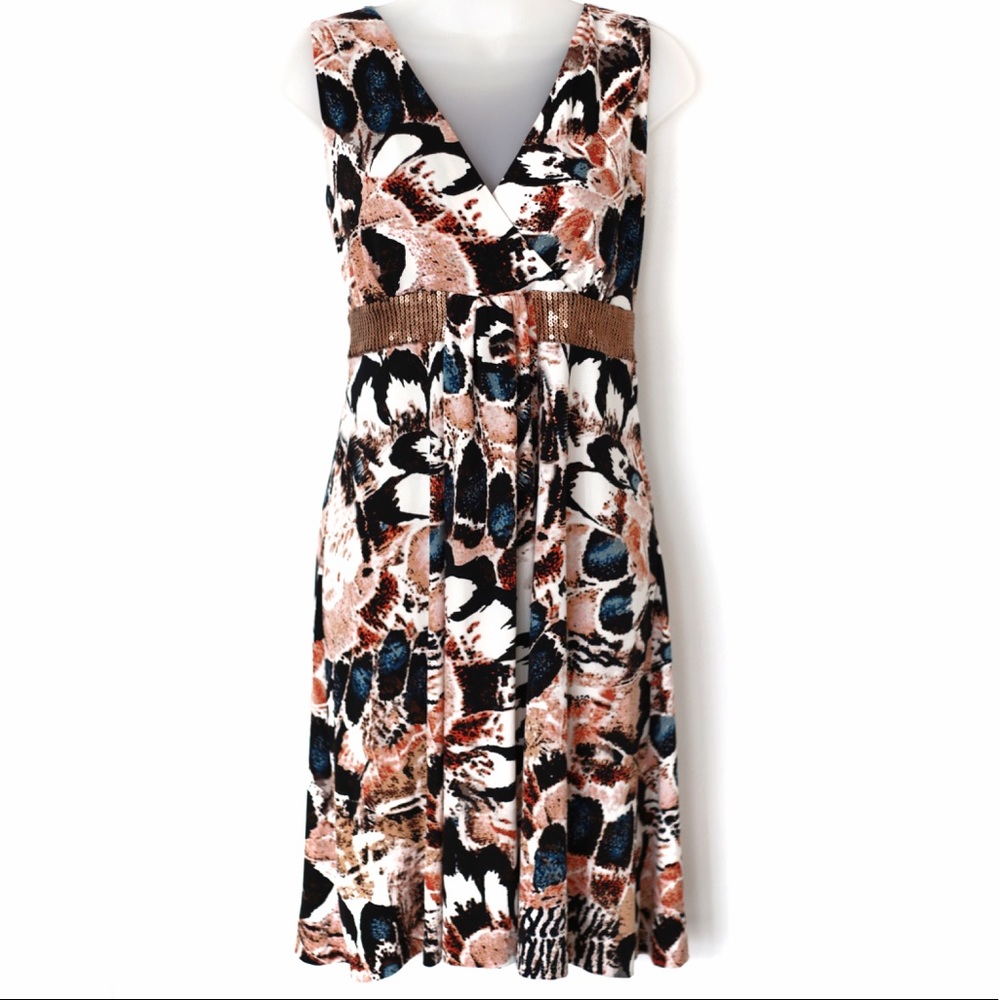 Calvin Klein Printed Dress withe Sequin Detail